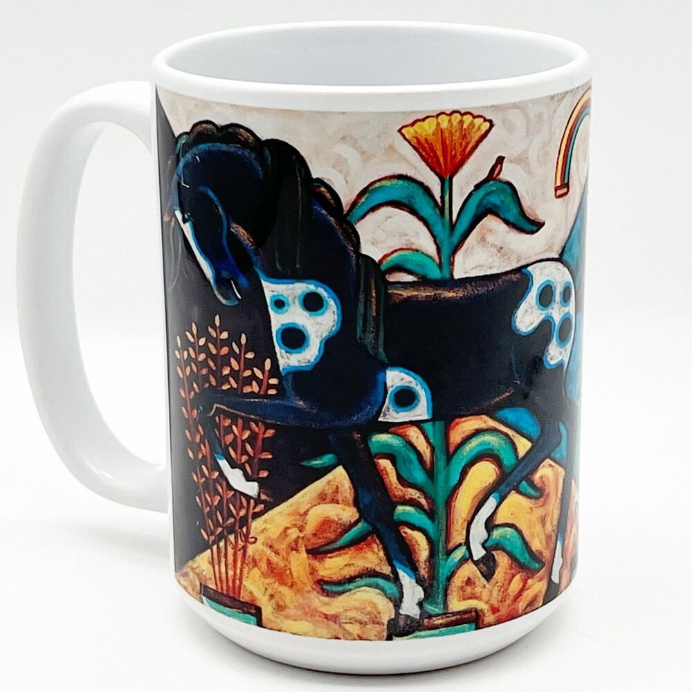 Navajo Artist Beverly Blacksheep Originals Vibrant Horse Ceramic Mug 12 Oz NEW